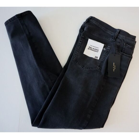 Rag & Bone Women Sz 26 Washed Black The Shannon Relaxed Straight Leg Jeans - Picture 12 of 13